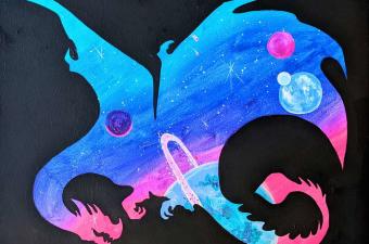 🎨 Paint & Sip - Dragon Silhouette