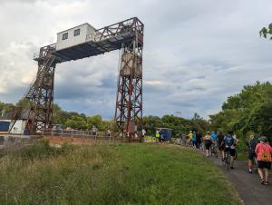 Biking near the canal guard lock in Utica