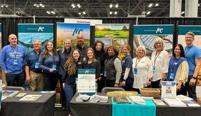 Johnston County Visitors Bureau Sales Manager, Kristin Radford promoting Johnston County, NC at a trade show.