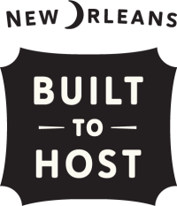 Built to Host New Orleans Cobrand Logo Stacked - White on Black