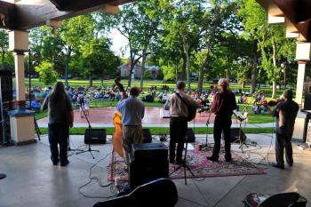 Band playing on the stage at the Phoenix Park Bandshell