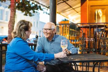 Senior Couple drinking wine at Landon's Winery