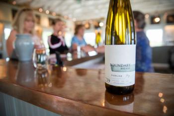 Bottle of Boundary Breaks Wine at Tasting Bar