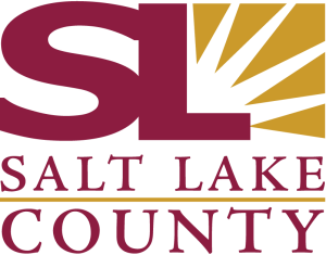 Logo that says SL with a sunburst icon then Salt Lake County