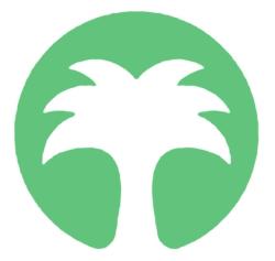 Green palm tree outline logo