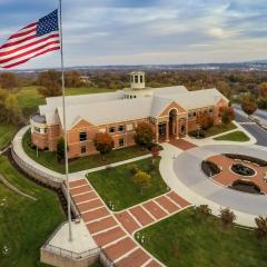 Aerial View of the National Civil War Museum + Surrounding Scenic Landscape in Harrisburg, PA