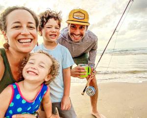 A family at the beach.
