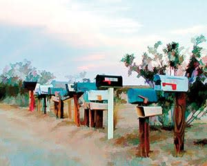 Postboxes on side of Desert Road