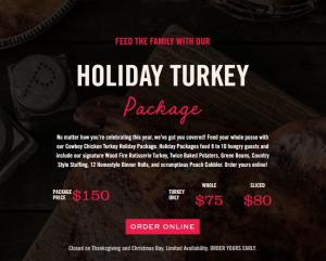 Cowboy Chicken Thanksgiving Packages