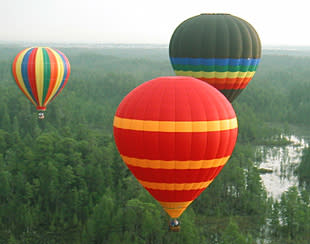 Hot air balloons in the air