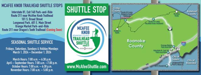 McAfee Knob Trailhead Shuttle - Spring 2024