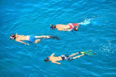 Snorkelers in blue water in Punta Gorda/Englewood Beach