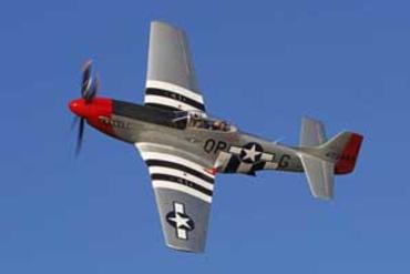 Closeup of a P-51D Mustang Red Nose airplane