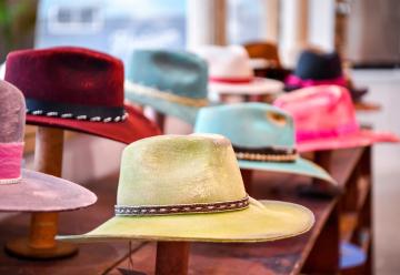 Hats on display at Flea Style