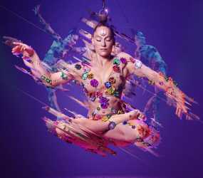 CIRQUE DU SOLEIL - VOLTA - performer hovering in jewelled costume