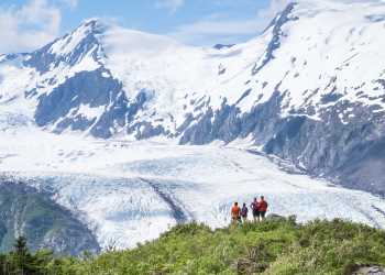 Portage Glacier view from Portage Pass Hiking Trail. Portage is one of 60 glaciers within 50 miles of Anchorage, Alaska.