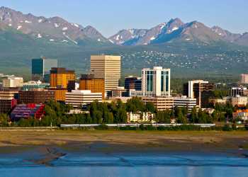 Anchorage skyline with the Chugach Mountains