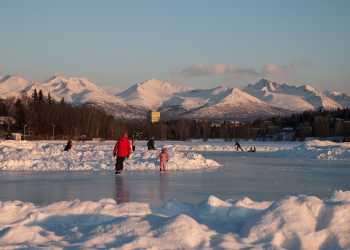 Anchorage ice skating at Westchester Lagoon