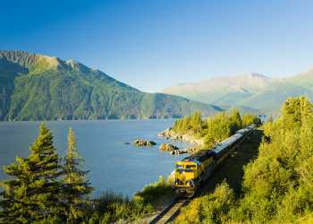 Alaska Railroad train on Turnagain Arm