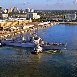The U.S.S. Paul Ignatius arriving at Port Everglades.