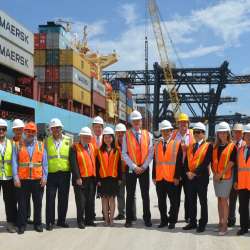 Port Everglades officials meet with the ZPMT executive team and several Port terminal operators, including Florida International Terminals, King Ocean and Port Everglades Terminals LLC, at the site where rail infrastructure improvements are underway.