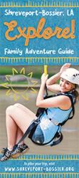 2020 Explore! Family Adventure Guide Brochure Cover - features a teen girl ziplining over alligators at Gators & Friends Adventure Park