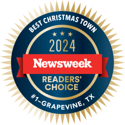 Grapevine, Texas Best Christmas Town in 2024 badge awarded by Newsweek