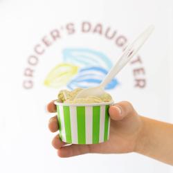 A closeup of a cup of gelato at Grocer's Daughter Gelato