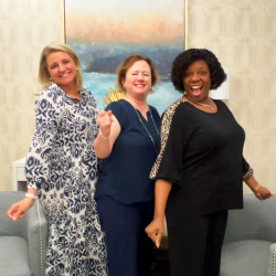 Co-hosts Katie and Zondra with Visit The Northshore CEO Donna O'Daniels