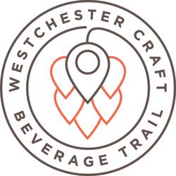 A circular logo for Westchester Craft Beverage Trail with map pinpoints.