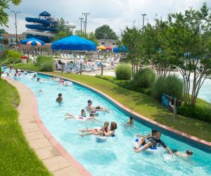 People in tubes going down a lazy river