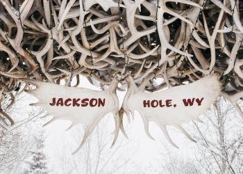 Jackson Hole Town Square famous antler arches