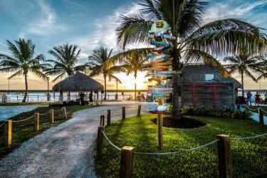 The Tiki Bar at Four Points by Sheraton in Punta Gorda, Florida, near sunset