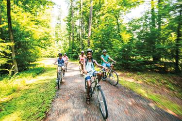 Family riding bike