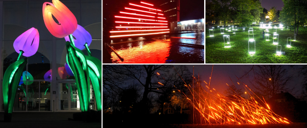 Light artworks in Peasholm Park