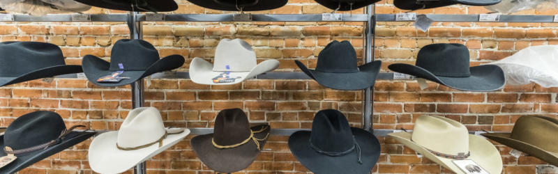 Rows of cowboy hats at Lou Talberts