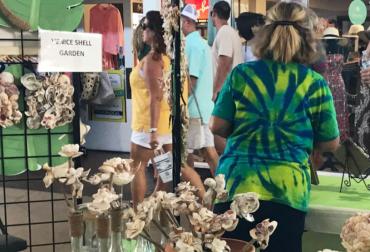 Tropical themed decor at the Key Lime & Tropical Fest at Fishermen's Village, a fall festival in Punta Gorda, Florida