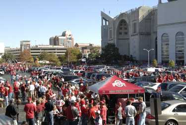 View of Ohio Stadium on a gameday in Columbus.