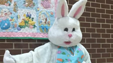 Take a photo with the Easter Bunny at Plainfield's Easter Scramble at Talon Stream Park!