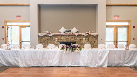 Bridal party table, set at the beautiful Washington Township Park Pavilion.