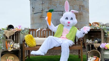 Photos with the Easter Bunny at Beasley's Orchard in Danville.