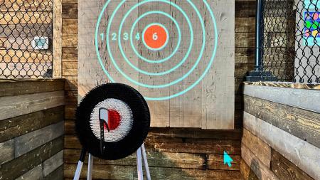 Axe throwing for kids at LumberjAXE in Plainfield, Indiana