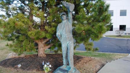 Eric Medlen statue at John Force Racing in Brownsburg