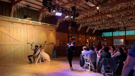 Newlywed games at the Martha's Orchard Barn.