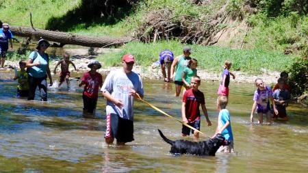 Splashing in Big Walnut Creek at McCloud Nature Park is a fun way to cool off during the summer.