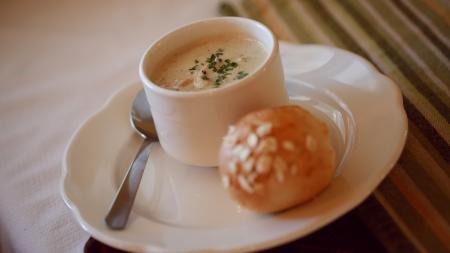 White Chicken Chili soup at Bread Basket Cafe & Bakery