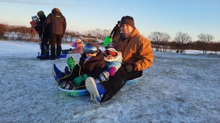 Sledding at W.S. Gibbs Memorial Park in Avon