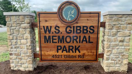 W.S. Gibbs Memorial Park entrance sign