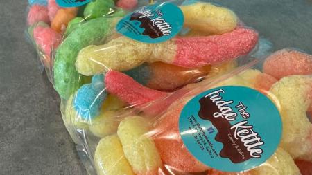Freeze-dried gummy worms (Photo courtesy of The Fudge Kettle FB)