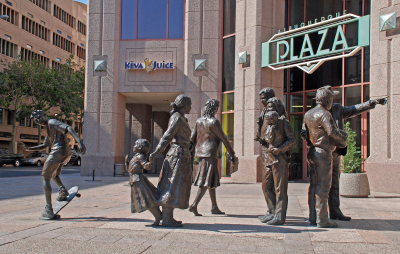 Image of the Sidewalk Society sculptures in downtown Albuquerque.